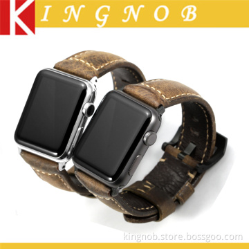 Handmade Italian Vintage Calf Leather Strap Spring Bar Adapter 42mm For Apple Sport Watch Band